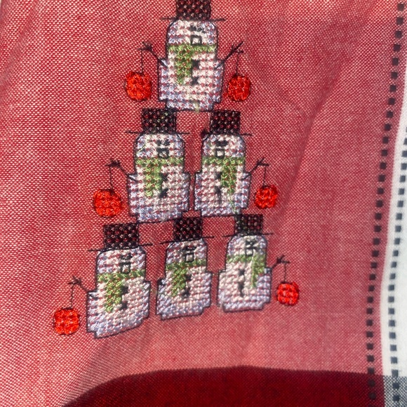 Dress barn size 3X Christmas plaid holiday button down plus size cross stitched - Picture 11 of 13